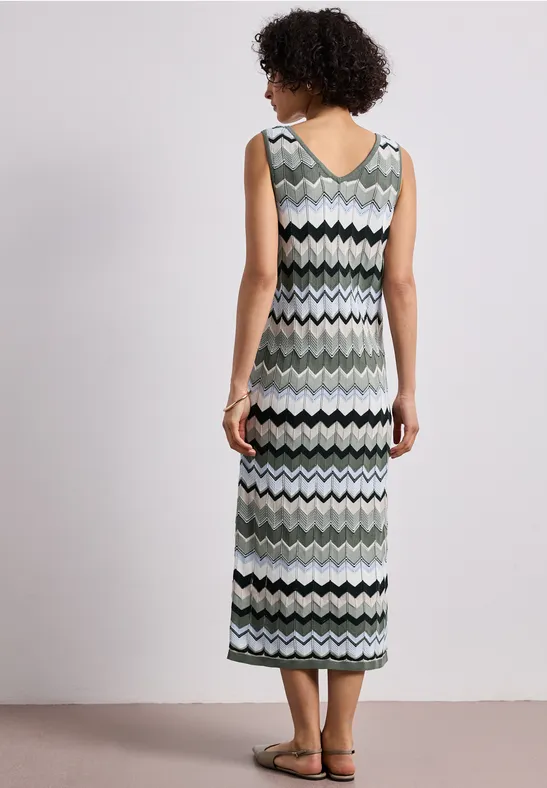 Midi-jurk met zigzagpatroon