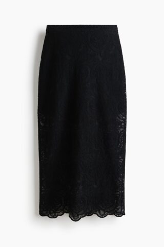 H & M - Kanten kokerrok - Zwart