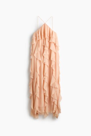 H & M - Chiffon jurk met volants - Abrikoos