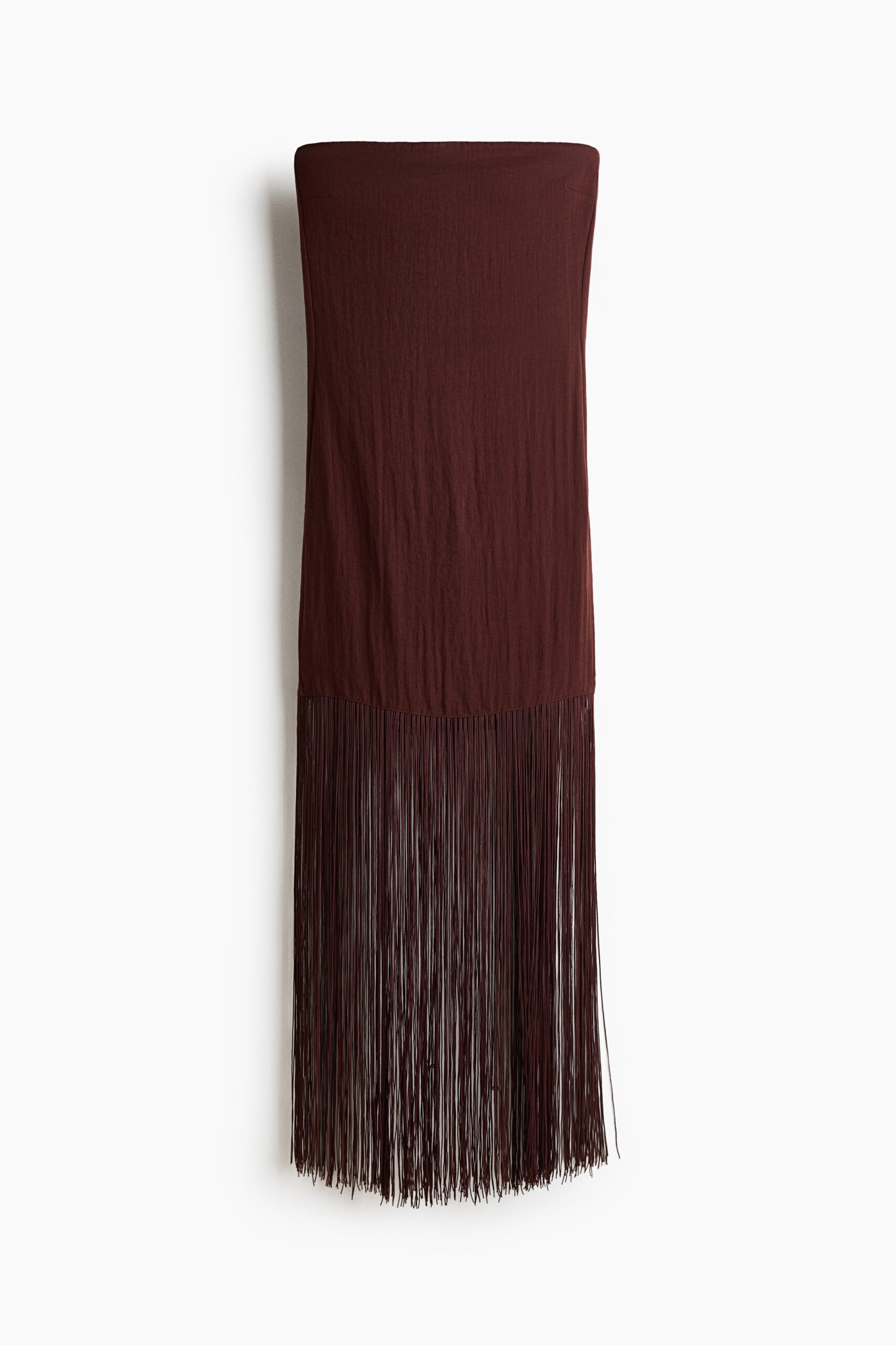 H & M - Bandeaujurk met franje - Donkerbruin