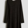 H & M - Tricot jurk met cutout - Zwart