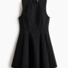 H & M - Denim jurk met uitlopende rok - Washed Zwart