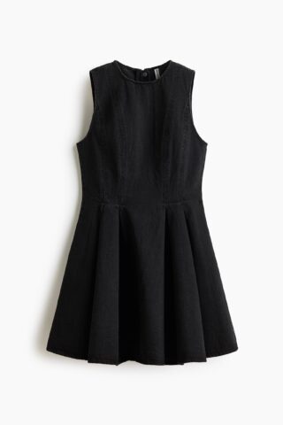 H & M - Denim jurk met uitlopende rok - Washed Zwart