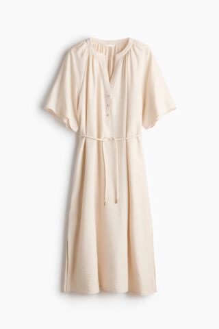 H & M - Tuniekjurk met strikceintuur - Lichtbeige