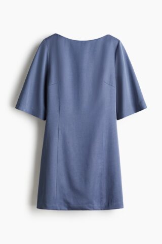 H & M - Jurk met boothals - Dusty Blauw