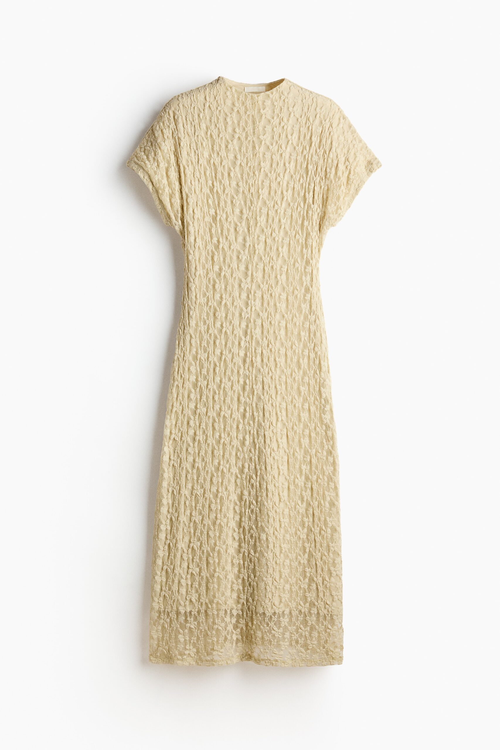 H & M - Jurk met kanten look - Dusty Geel