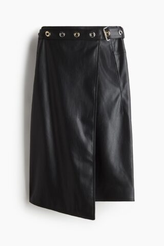 H & M - Overslagrok met coating - Zwart