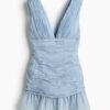 H & M - Mouwloze crinklejurk - Dusty Lichtblauw