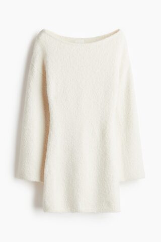 H & M - Gebreide bouclé jurk - Roomwit