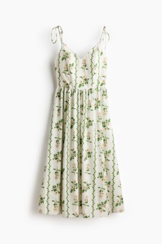 H & M - Flared-skirt strappy dress - Wit/Bloemen