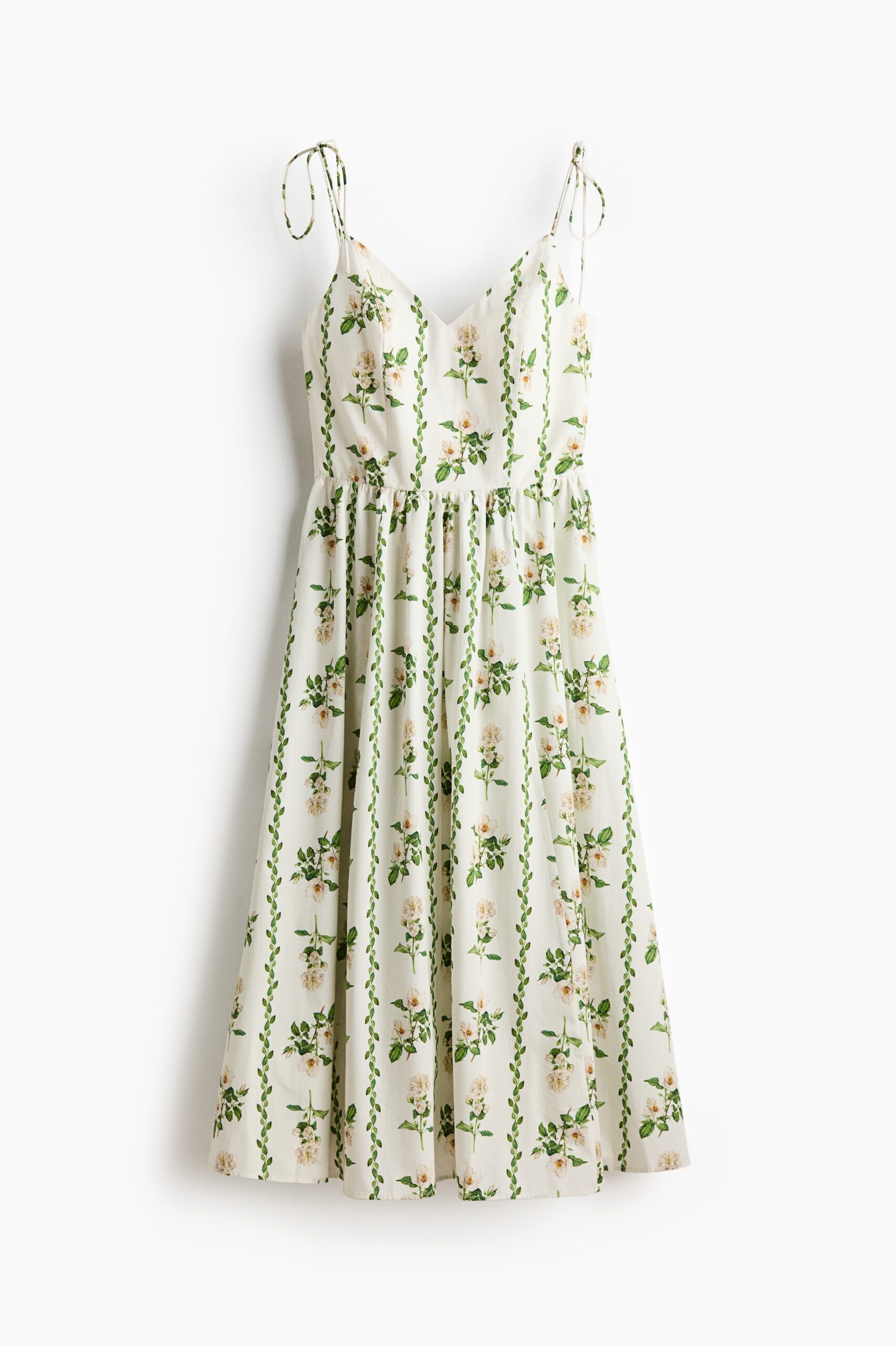 H & M - Strappy jurk met uitlopende rok - Wit/Bloemen H & M - Strappy jurk met uitlopende rok - Wit/Bloemen