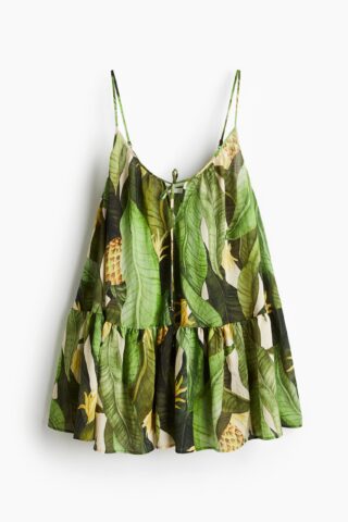 H & M - Strappy A-linejurk - Groen/Dessin