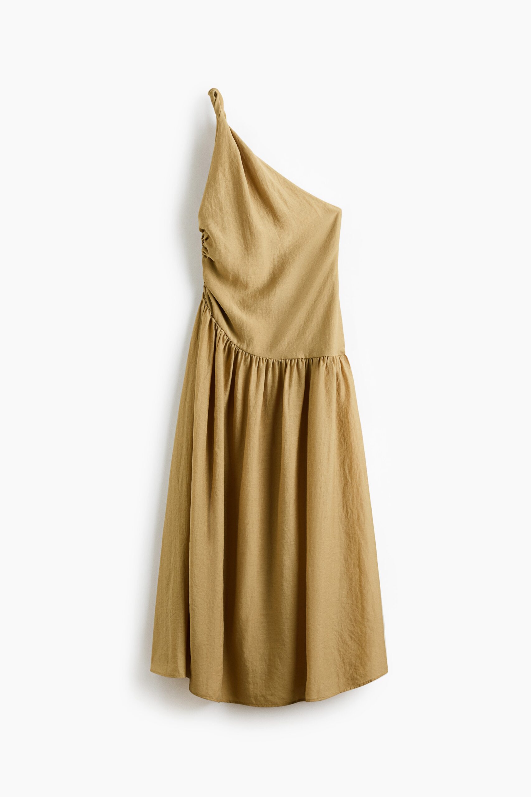 H & M - One-shoulderjurk met gedraaid detail - Beige H & M - One-shoulderjurk met gedraaid detail - Beige