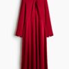 H & M - Satijnen jurk met gedraaid detail - Donkerrood