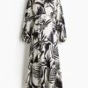 H & M - MAMA Before & After Jurk met strikceintuur - Wit/Dessin
