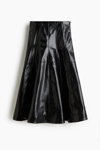H & M - Cirkelrok met coating - Zwart