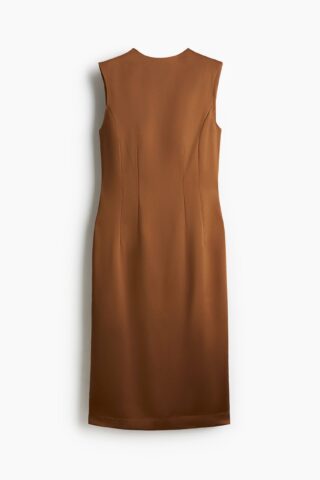 H & M - Nauwsluitende midi-jurk - Bruin