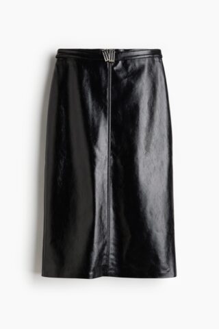 H & M - Kokerrok met coating - Zwart