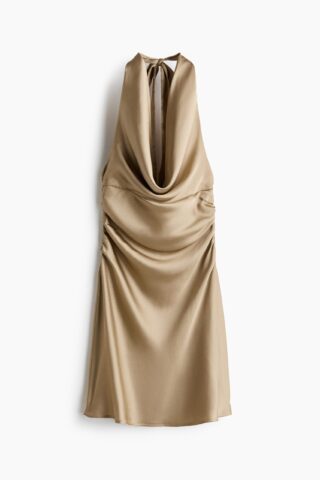 H & M - Satijnen halterjurk - Beige