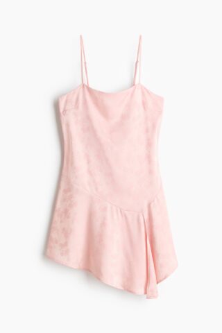H & M - Satijnen strappy jurk - Lichtroze