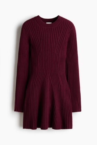 H & M - Ribgebreide jurk - Bordeauxrood