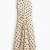 H & M - Gedrapeerde tricot jurk - Roomwit/Polkadot