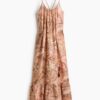 H & M - A-linejurk met strikbandje - Beige/Paisleydessin