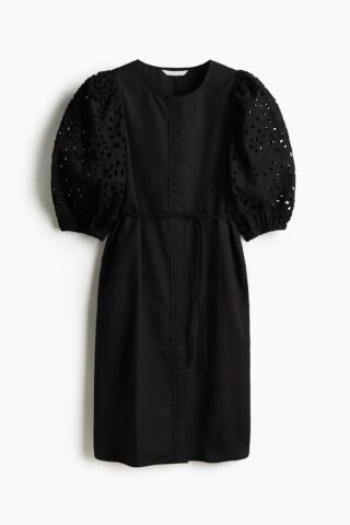H & M - Jurk met broderie anglaise - Zwart