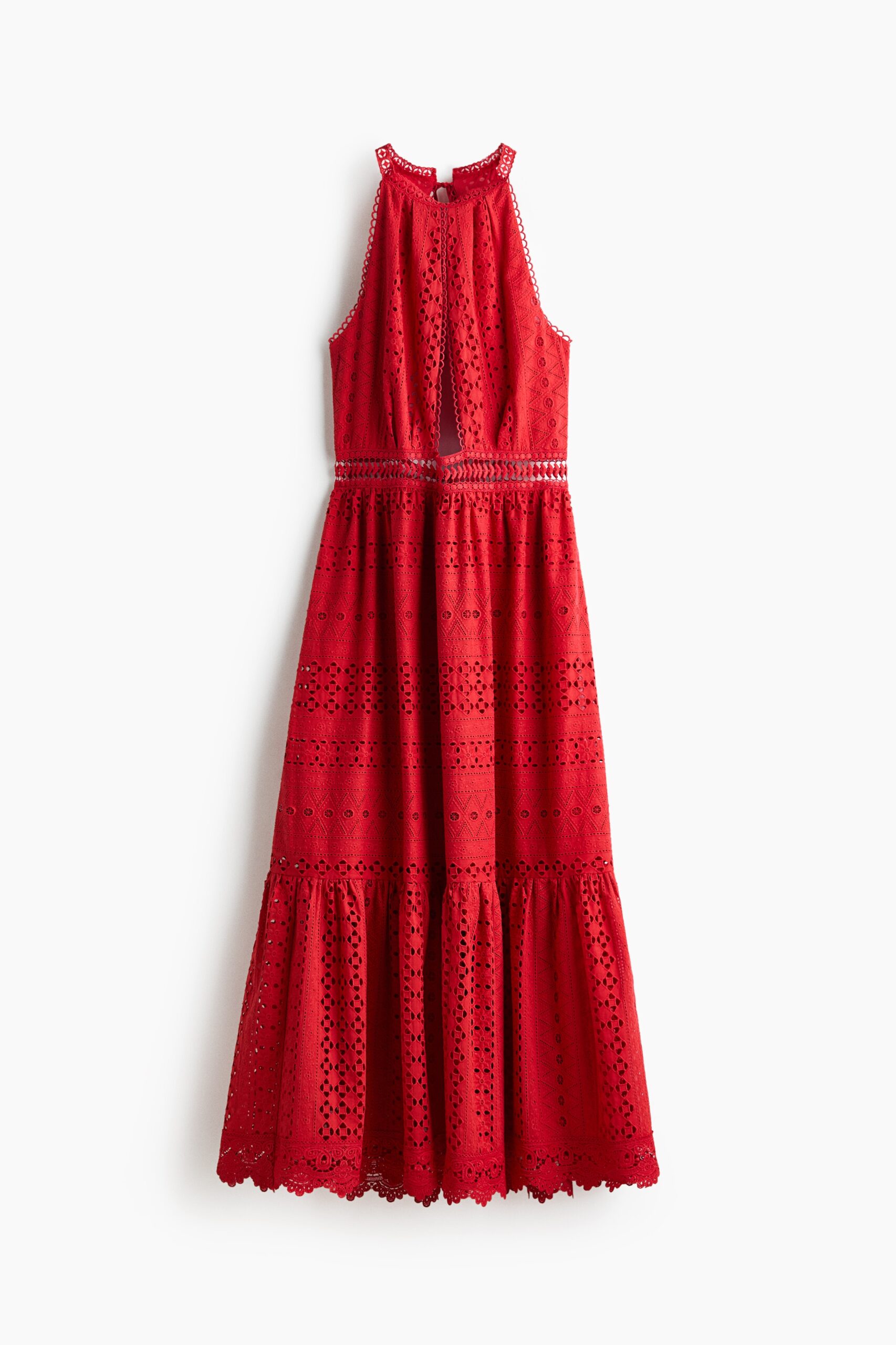H & M - Jurk met cutouts en broderie anglaise - Rood
