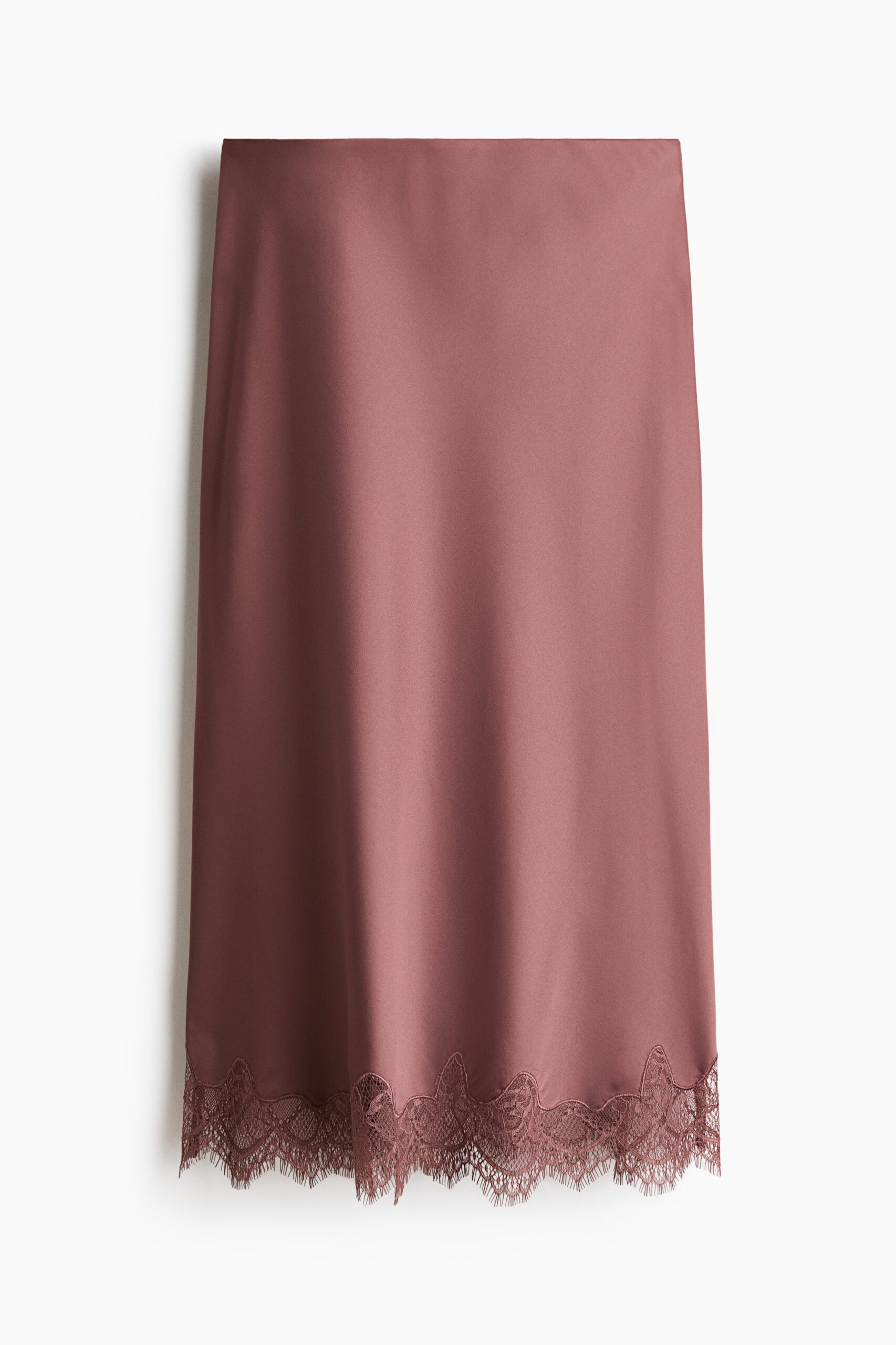 H & M - Slip-on rok met kanten randje - Dusty Donkerroze