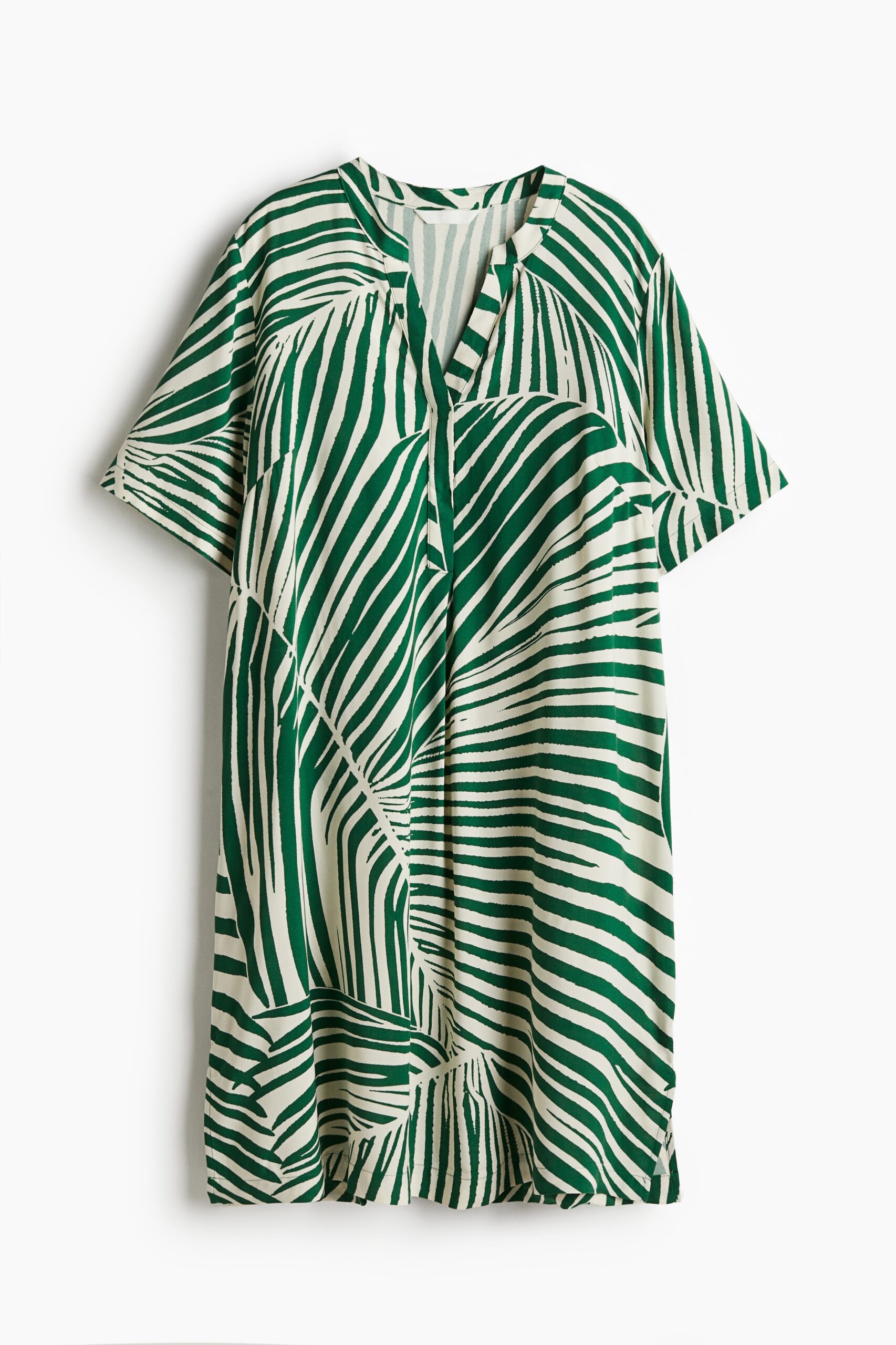 H & M - Tuniekjurk van viscose - Groen/Roomwit Dessin H & M - Tuniekjurk van viscose - Groen/Roomwit Dessin