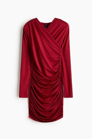 H & M - Gedrapeerde tricot jurk - Rood