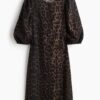 H & M - Jurk van linnenmix - Bruin/Luipaarddessin
