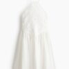 H & M - Jurk met broderie anglaise en uitlopende rok - Wit