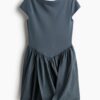H & M - Jurk van twee materialen met drapering - Donkergrijs