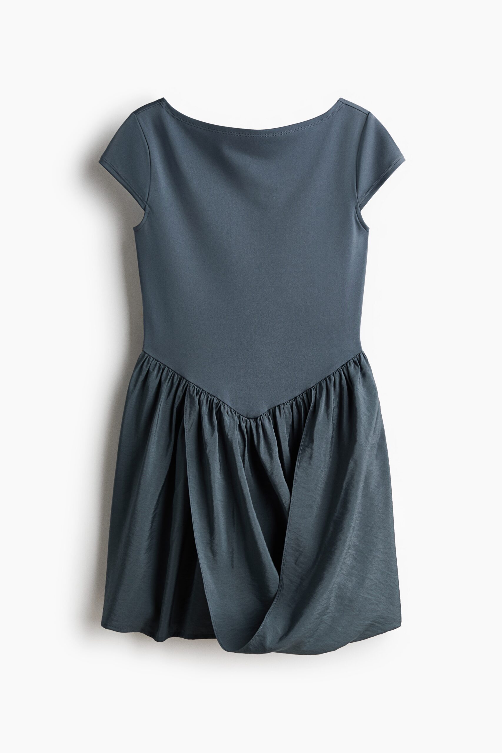 H & M - Jurk van twee materialen met drapering - Donkergrijs H & M - Jurk van twee materialen met drapering - Donkergrijs