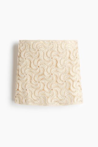 H & M - Rok met gehaakte look en kraaltjes - Lichtbeige