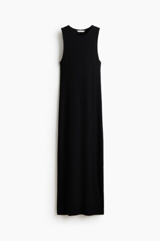 H & M - Ribgebreide maxi-jurk - Zwart