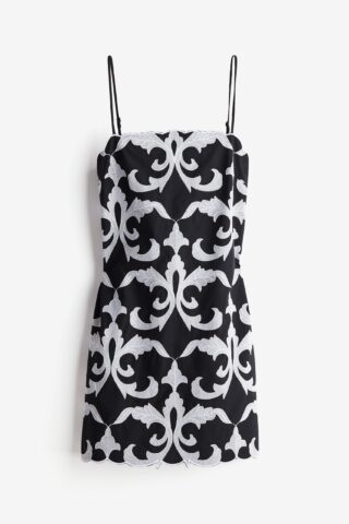 H & M - Strappy jurk met borduursel - Zwart