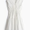 H & M - Popeline jurk met drawstrings - Wit