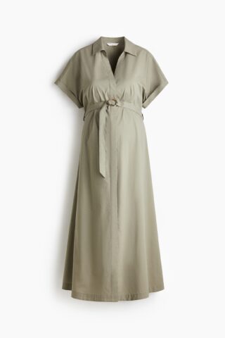 H & M - MAMA Jurk met ceintuur - Kakigroen