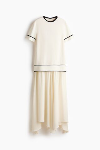 H & M - Jurk met gelaagde look - Roomwit/Zwart