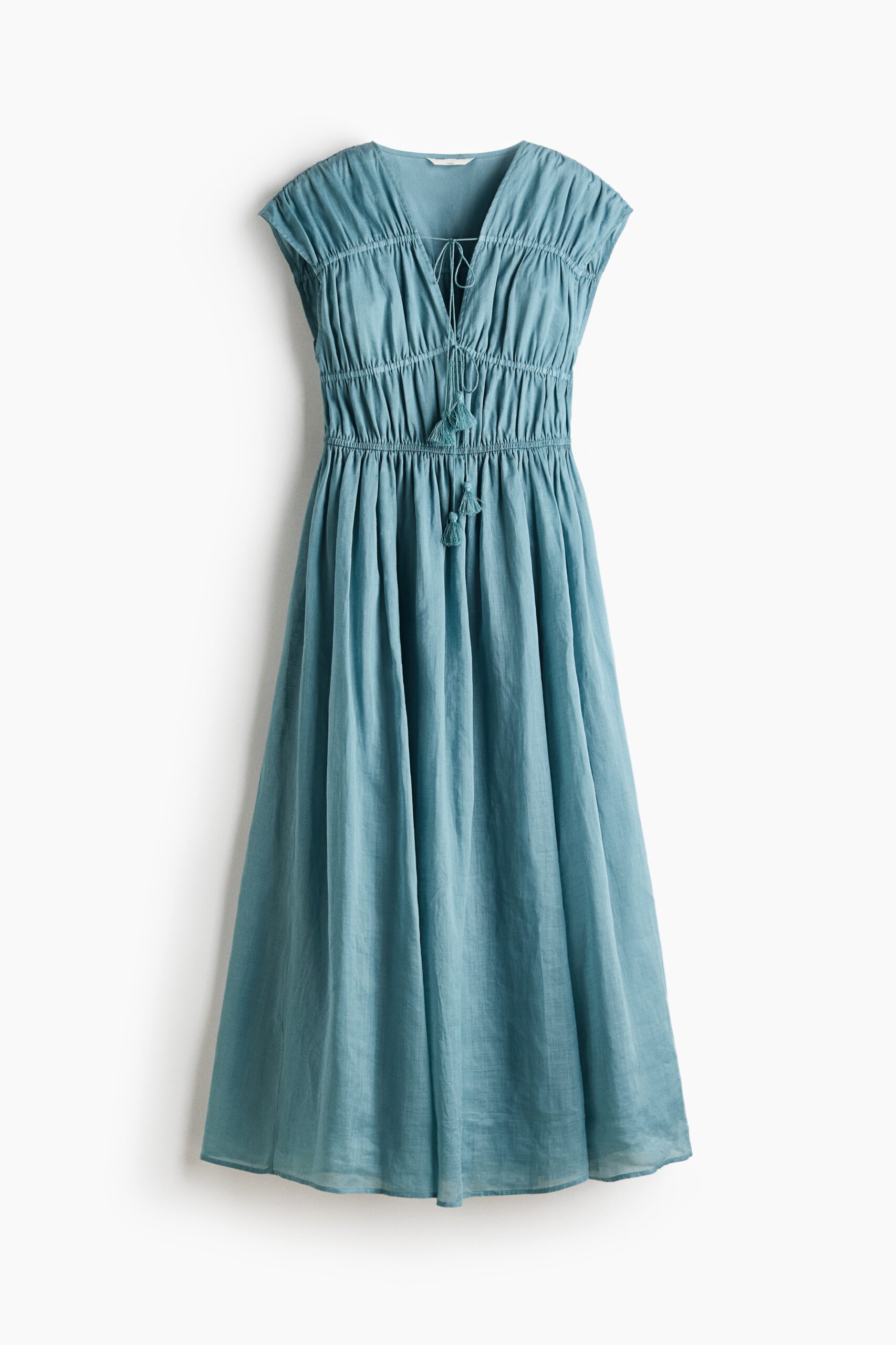 H & M - Ramie jurk met drawstring - Dusty Turkoois H & M - Ramie jurk met drawstring - Dusty Turkoois