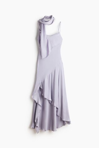 H & M - Satijnen jurk met sjaaldetail - Lila