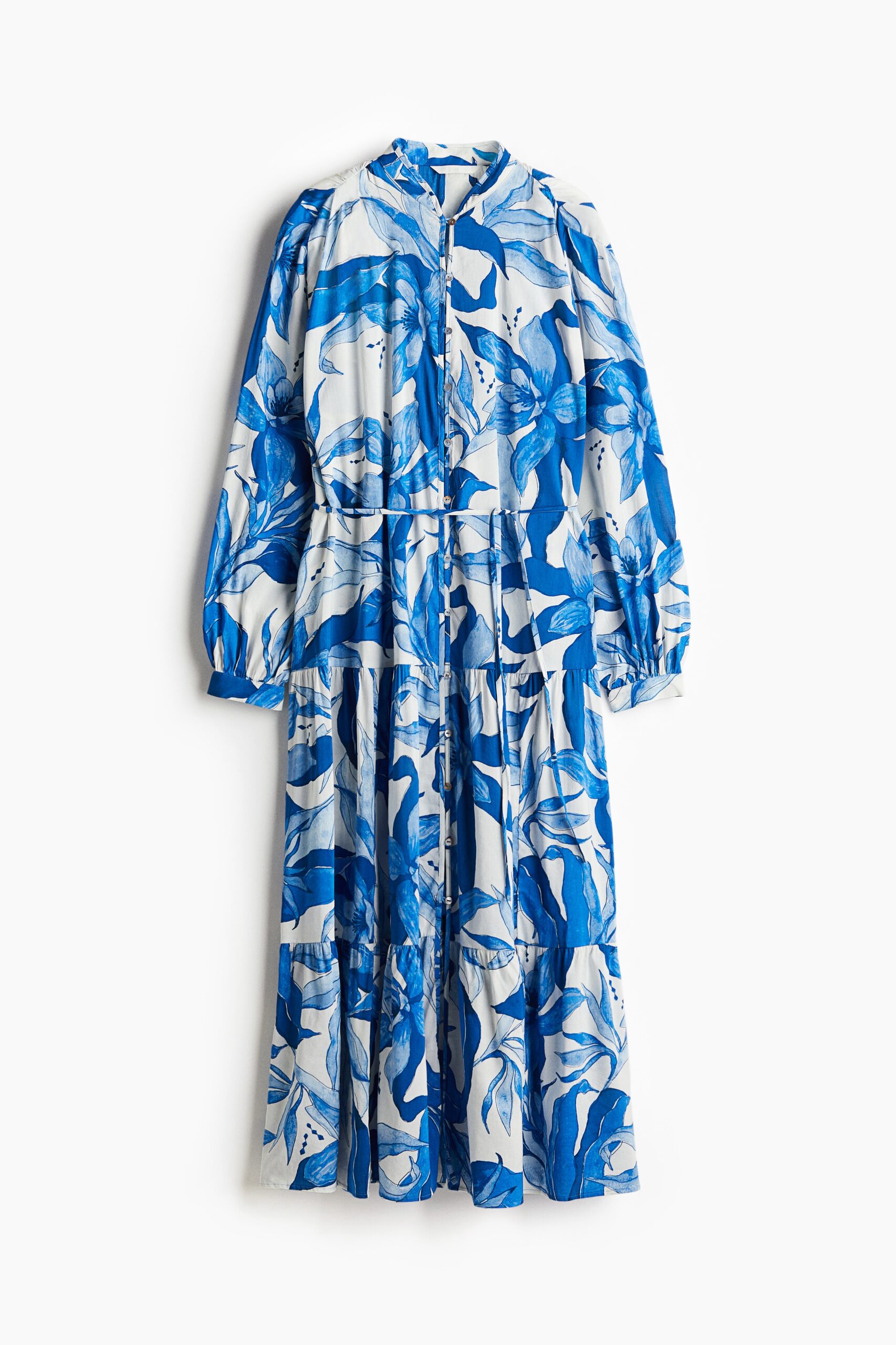 H & M - Lange strokenjurk - Wit/Bloemen H & M - Lange strokenjurk - Wit/Bloemen