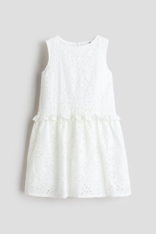H & M - Katoenen jurk met broderie anglaise - Wit