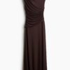 H & M - Gedrapeerde jurk met cutout - Donkerbruin