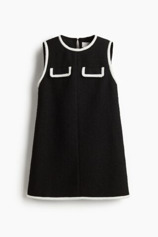H & M - Bouclé A-linejurk - Zwart/Wit