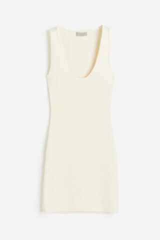 H & M - Mouwloze gebreide jurk - Roomwit