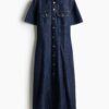 H & M - Denim overhemdjurk - Donker Denimblauw